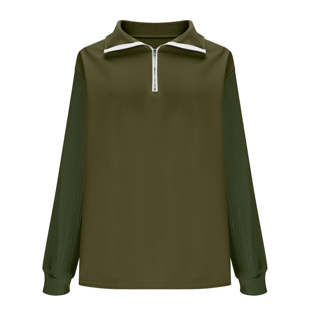 Women Fall Fashion Long Sleeve Shirts Patchwork Sweatshirt Casual Pullover Tops