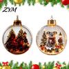 3D Winter Scene Baubles Glowing Christmas Story Ornament, Light-Up Ball Hanging Decor with Warm LED Light, Seasonal Party Mini Holiday Acrylic Pendant