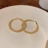 Gold Color Stainless Steel Large Hoop Earring for Women Thread 80 mm Wholesale Ear Accessories Fashion