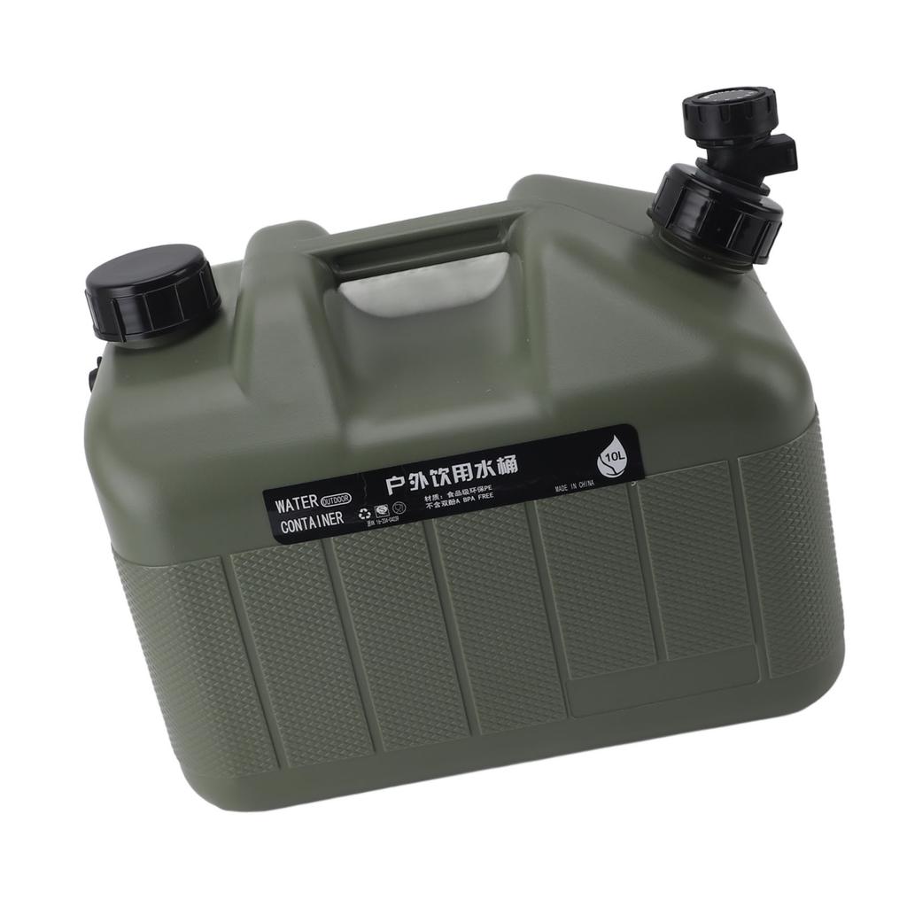 Camping Water Container 10L Large Capacity Square Green Car Water Storage Carrier Jug with Faucet