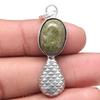Pendant Unakite Jasper Gemstone Handicraft Valentine'Day Silver Jewelry 2"
