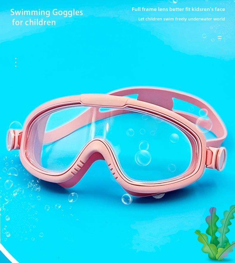 HD Cartoon Unisex Kids' Large Frame Swimming Goggles, Anti-Fog & Waterproof