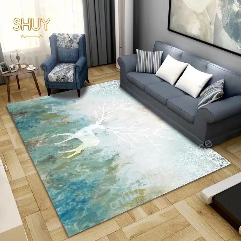 American Style Green Carpet for Living Room Bedroom Large Area Floor Mat Decoration Anti-slip Design Lounge Balcony Corridor Rug