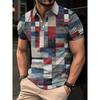 Mens Oversized Retro American Style Polo Shirt With 3D Digital Print Pique Cotton Breathable Comfortable Casual Wear