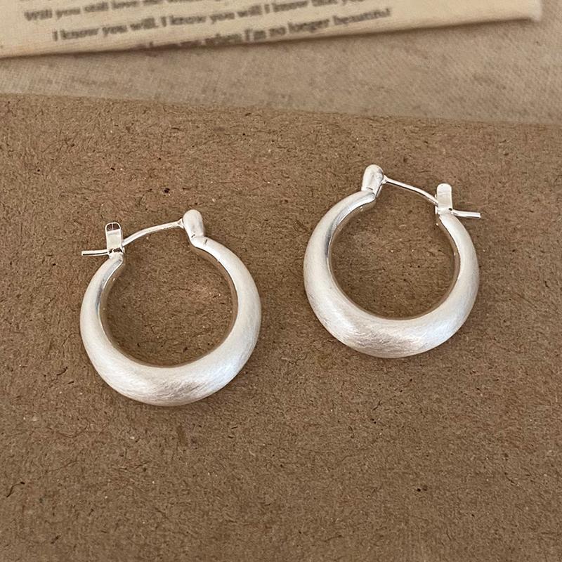 PONYKISS Sterlingsilber 18 Karat Gold Matt Minimalistisch Runde Creolen für Damen Vintage Feine Geometrische Accessoires