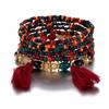 6Pcs Bohemian Beaded Bracelet Set For Women Tassels Charm Colourful Seed Beads Chain Bangle Female Boho Ethnic Jewelry
