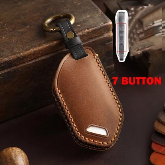 

1x Leather Remote Car Key Fob Cover Case For Kia EV9 Picanto GT Line Sorento HOT
