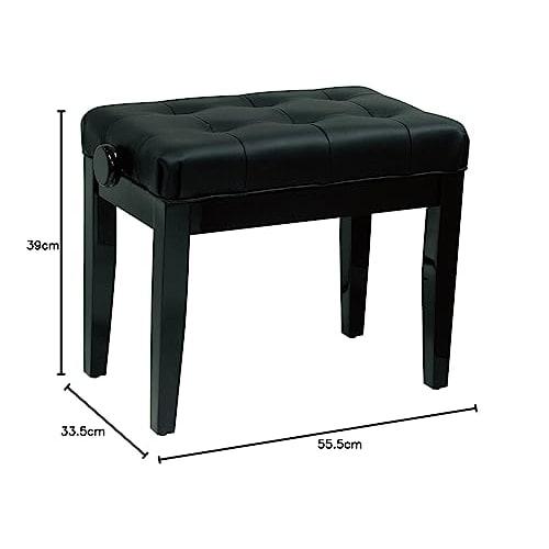 Kikutani Adjustable Height Piano Stool FS-201QZJ, Black, Seat Size 335mm X 555mm