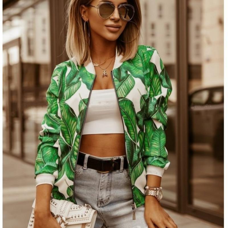 Ladies' Spring and Autumn Thin Style Full Body Printed Temperament Casual Zipper Jacket Women's Jacket Jacket