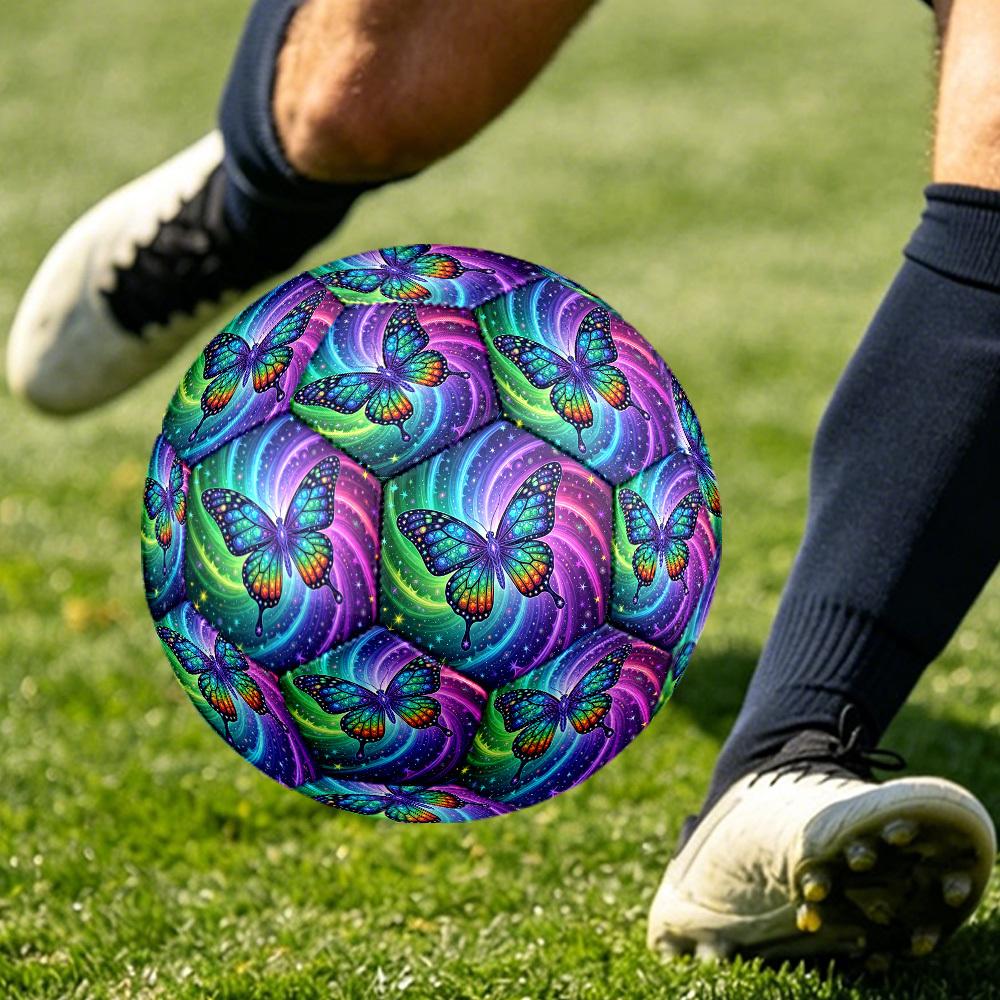 1pc Rainbow Butterfly Themed Soccer Ball, Size 5, Lightweight PVC Material, Outdoor Training Soccer Ball Gift. q622100