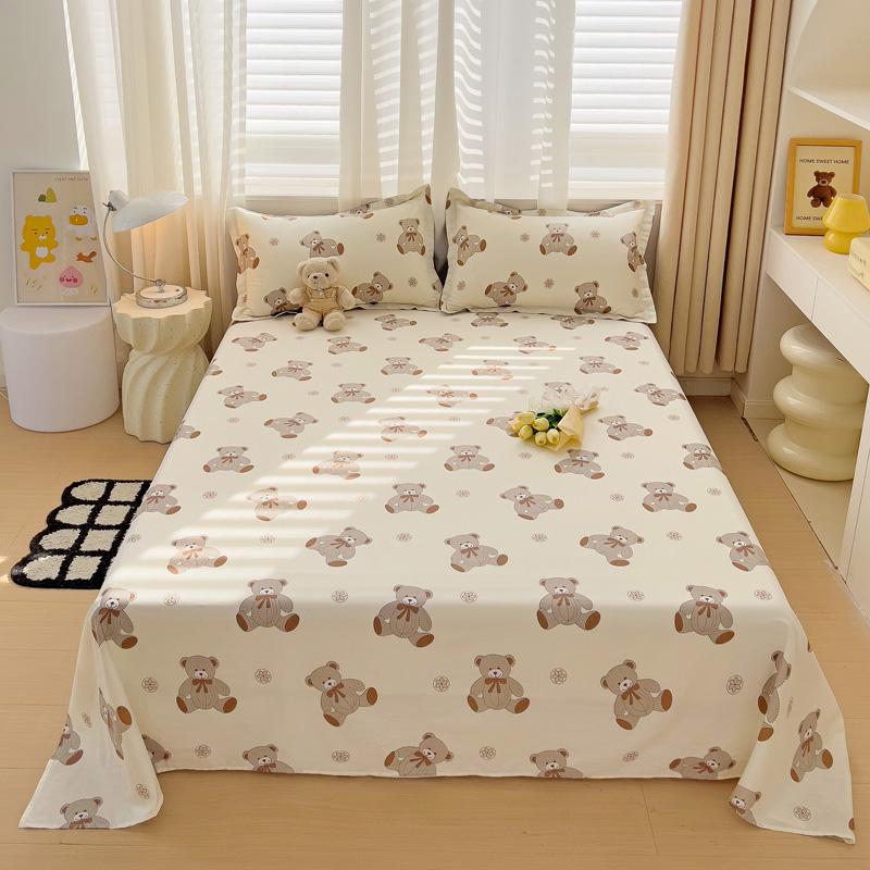 

1pc 100% Cotton Bedsheet Cartoon Style Bed Linen Skin-friendly Flat Bed Sheet Adults Kids Sheets drap de lit (No Pillowcase) 130x230cm 1pc