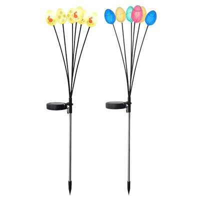 Easter Egg Outdoor Waterproof Solar Light Swaying Easter Eggs Decorations Outdoor Solar Stake 6-LED Lights With Ground Plug