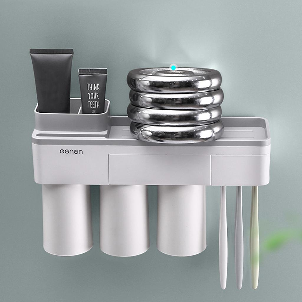 Wall Mount Toothbrush Toothpaste for Organizer - Gray-3 cup, as described cup