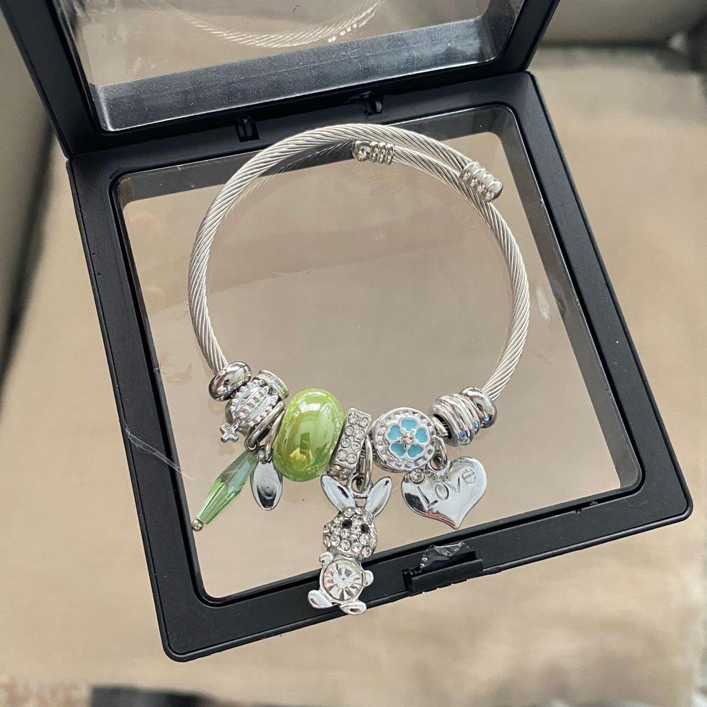 Panjia Dora Women's Stainless Steel Beaded Bracelet - European American Versatile Luxury Jewelry