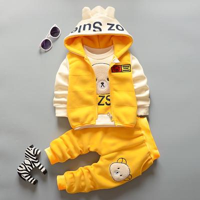 Kinder Kinder Kleidung Jungen Mädchen Baby Winter Plus Samt Dicken Cartoon Bär 3 stücke Sport Anzug Sets