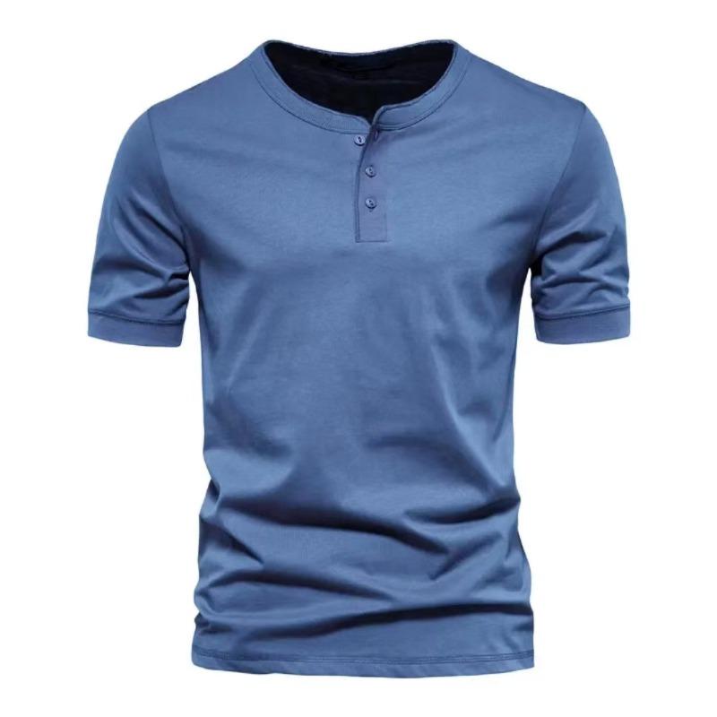 IHUASU Men's Fashion Casual Summer Spring Short Sleeve V-Neck Blouses & Shirts Elegant