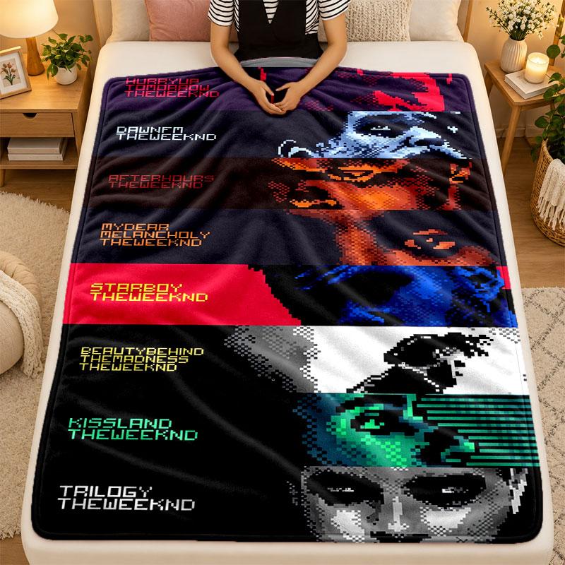 Flannel BlanketThe Weeknd Warm Soft Throw Blanket for Indoor Sofa Bed Living Room Use