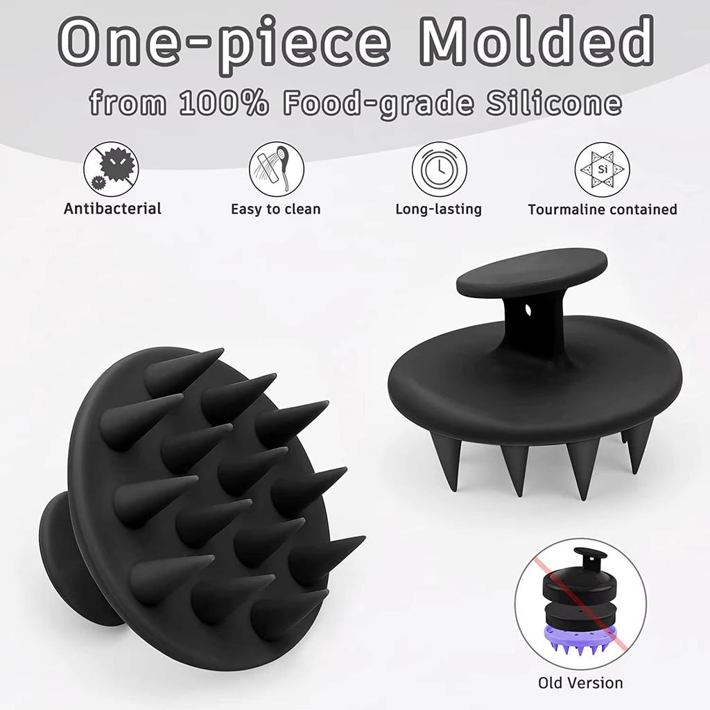 Silicone Hair Brush Scalp Massager, Long Hard Bristles for Long Curly Dense Hair, Head Cleaner Exfoliating Tool