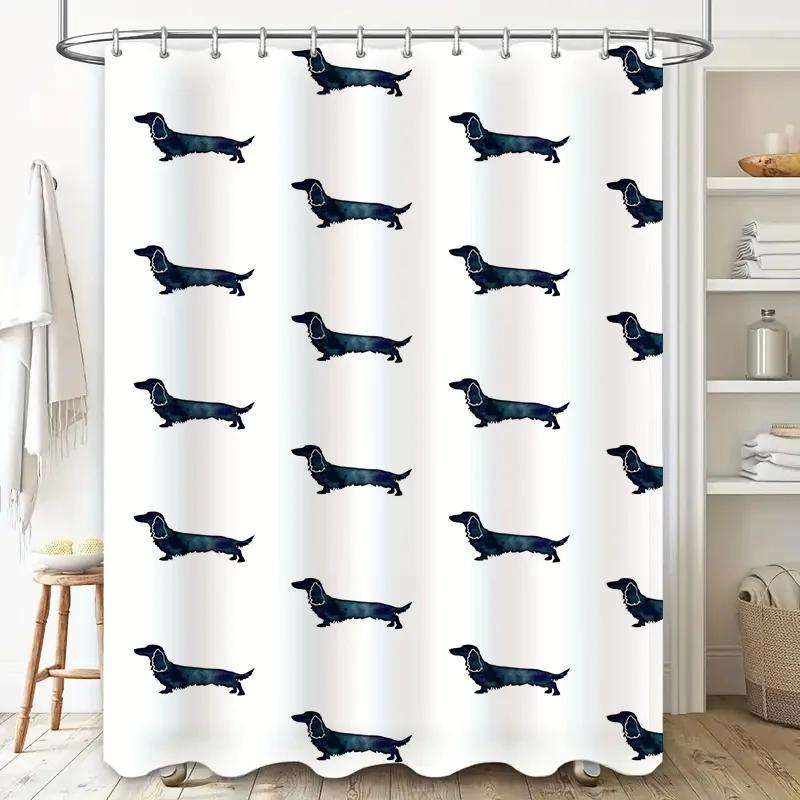 Black White Dogs Waterproof Shower Curtain Decorative Print Home Decoration Bathroom Accessories