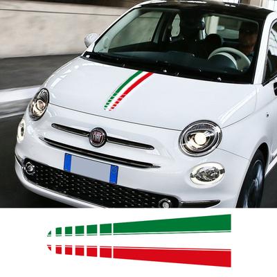 Auto-Motorhaubenstreifen Vinyl-Aufkleber Haube Italienische Flaggenlinie Grafiken Racing Sport Aufkleber Wasserdichte Zubehörteile Für Fiat 500 Abarth