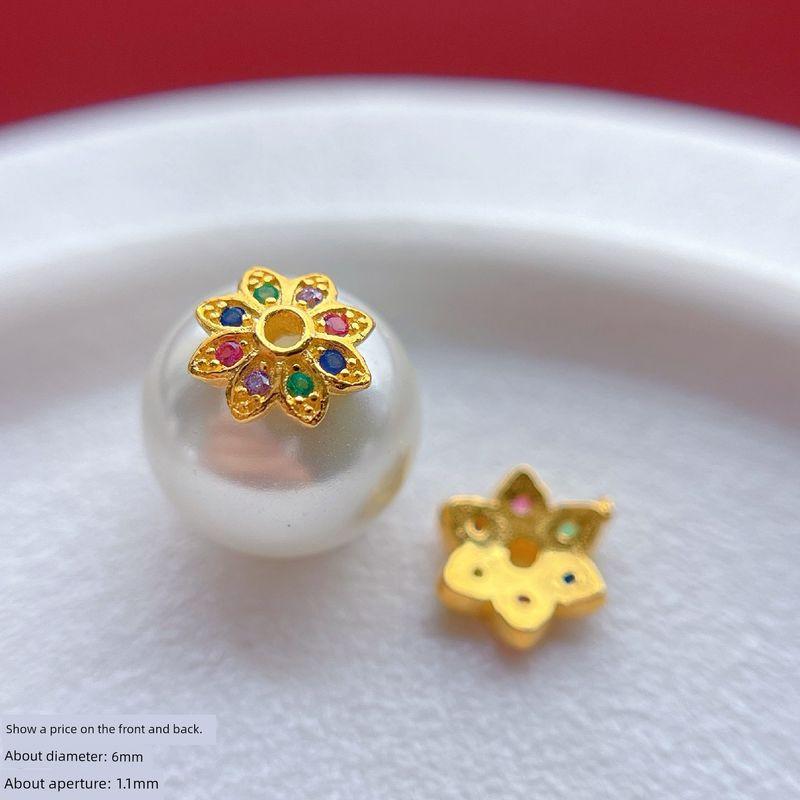 

S925 Ancient Style Silver Plated Accessories Rhinestone-Encrusted Receptacle Bead Cushion Spacer Beads Spacer Gasket DIY Bracelet Ornament Accessories