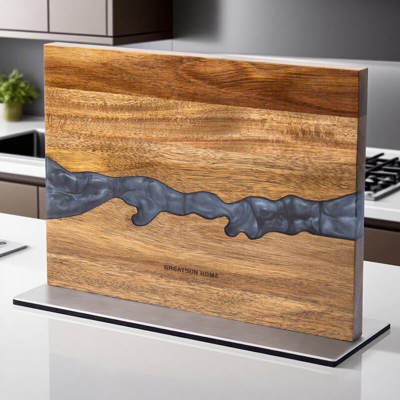 DANLE Acacia Wood Magnetic Knife Block