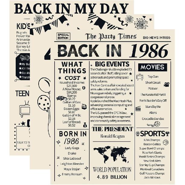 HOMANGA 80th Birthday Decorations for Men and Women, 3 Pieces Vintage 80 Years Birthday Anniversary Posters, Back In 1946 Party Decoration Supplies,