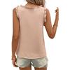 Women's Fashion Solid Color V Neck Ruffled Sweet Sleeveless Vest Top