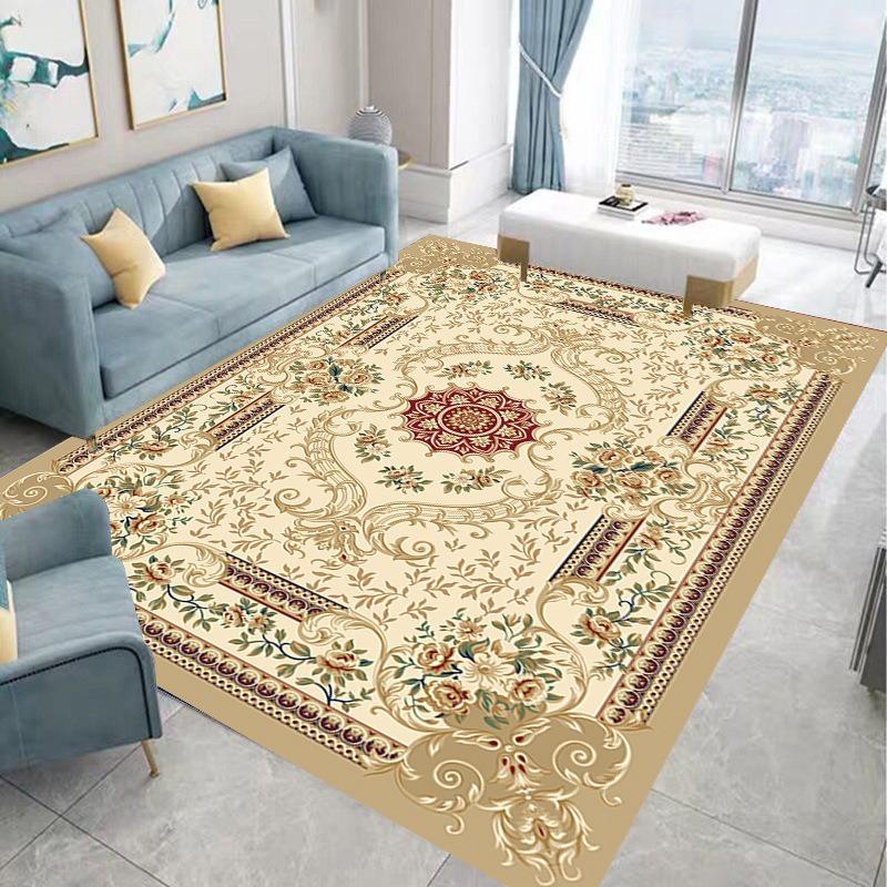 European American Retro Floral Carpet Non Slip Living Room Rug Large Area Decor Sofa Floor Mat