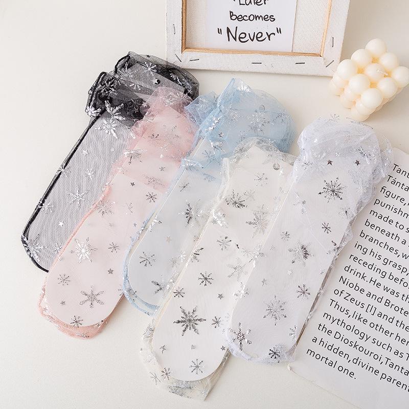 Women's Transparent Mesh Silk Socks - Cute, Breathable, Mid-Calf, Trendy for Spring/Summer