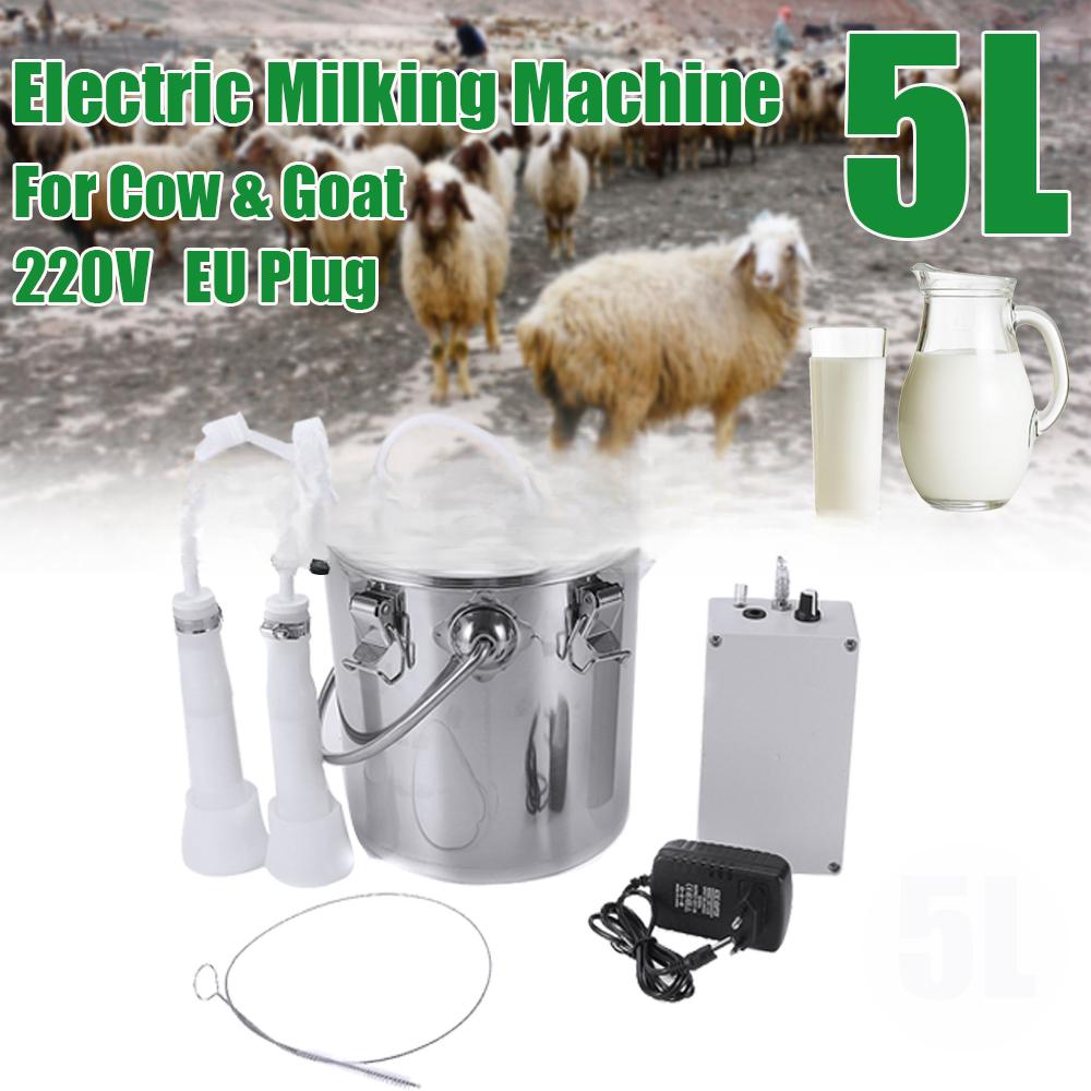 Wiadro ze stali nierdzewnej Pompa próżniowa ssąca Dojarka domowa Krowa Koza Owca Dojarka Ze stali nierdzewnej Elektryczna maszyna do dojenia NOWA 5L