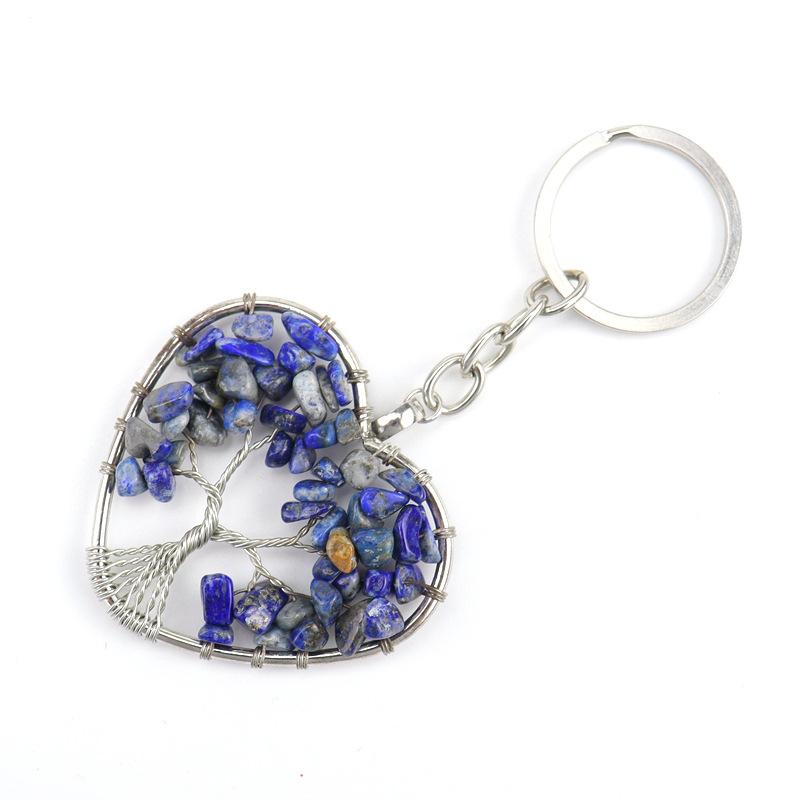Crystal Gravel Peach Heart Tree Of Life Keychain Heart Bag Pendant K06 Graduation Gift Car Key