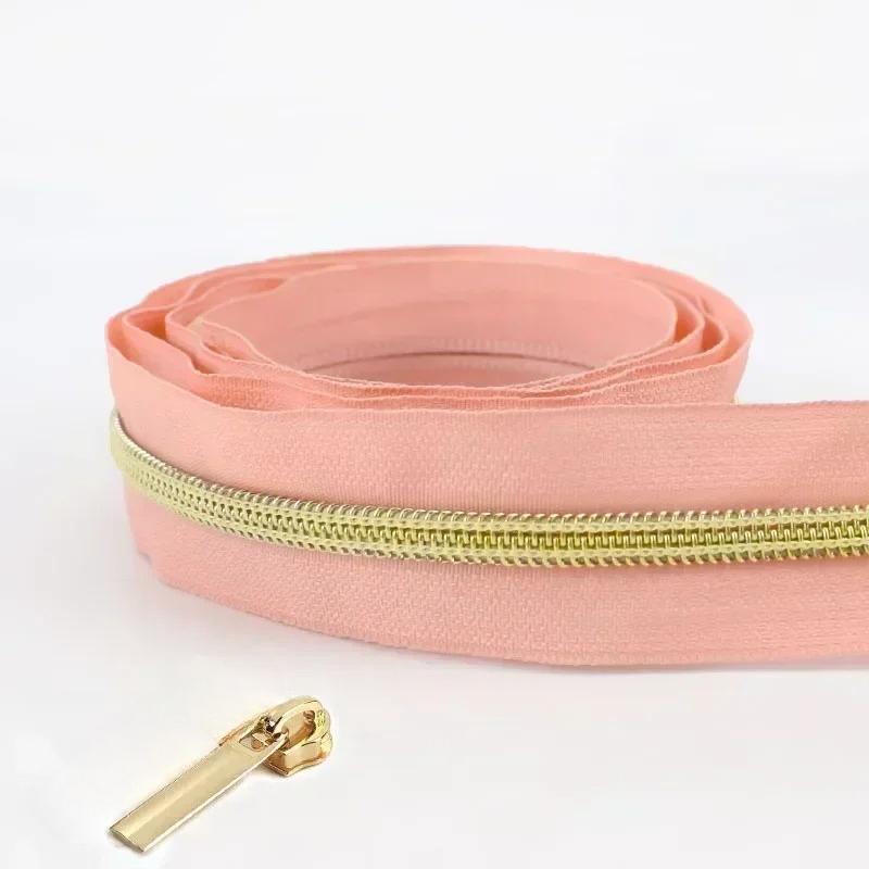 Cintas de Cremallera de Nylon #5 de 1/2/3/4/5 Metros con Deslizadores Cremalleras de Espiral Bolsa Cartera Bolsillo Tiradores de Cremallera Kit de Reparación de Cabezal Accesorios de Costura