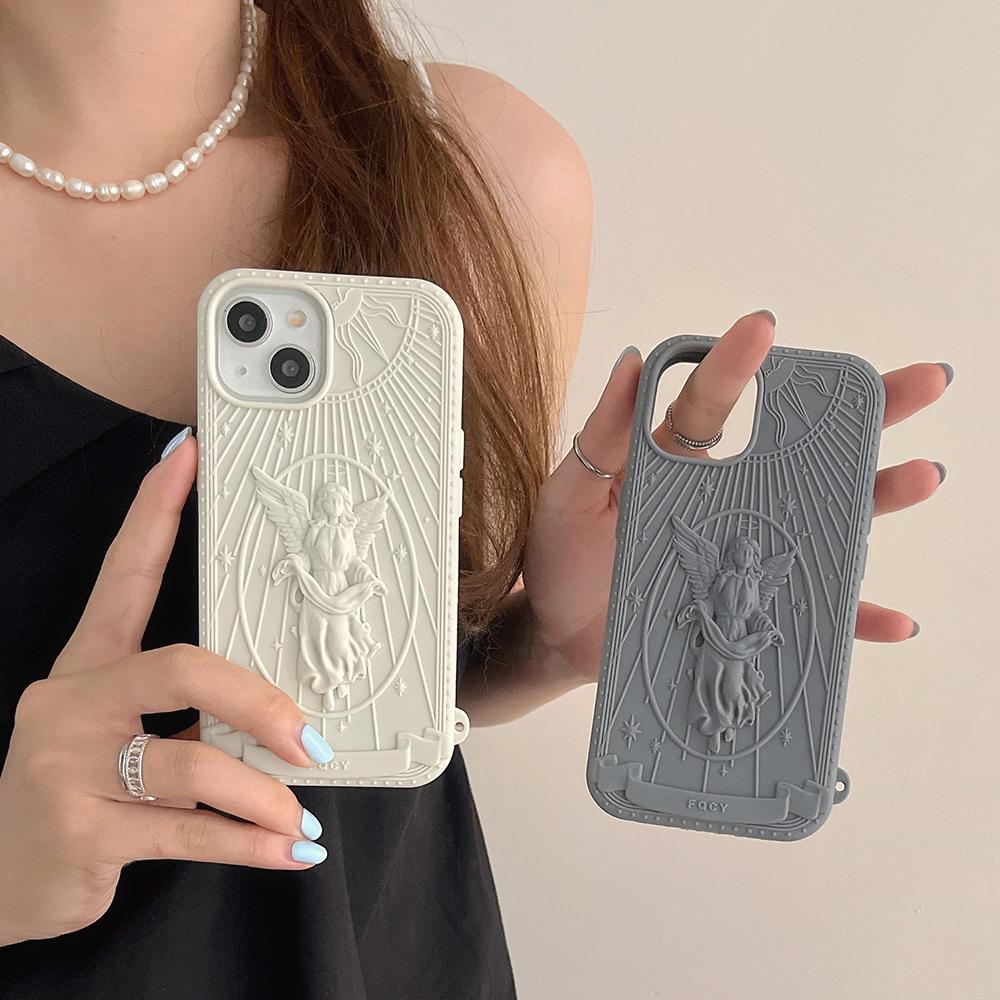 3D Classical Art Angel Statue Case For Samsung Galaxy A14 A24 A34 A15 A25 A35 A55 S21 S23 FE S24 S25 Ultra Retro Girl Cover