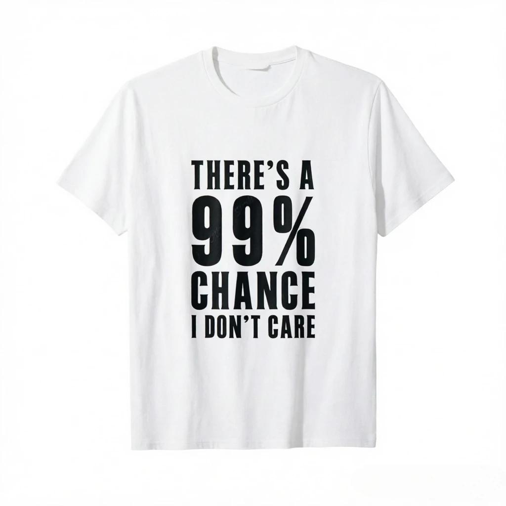 Humor Gift Ideas Theres A 99 Percent Chance I Dont Care Tshirt Funny Graphic Clothing Gifts Short Sleeve Leisure Comfortable