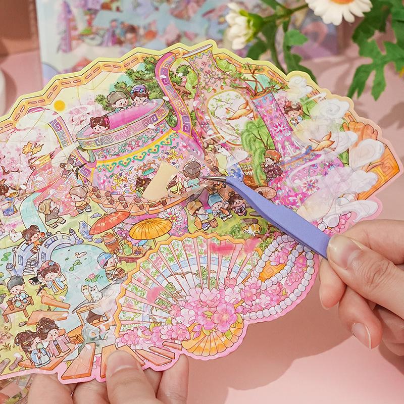 Série de Restauration en Porcelaine Couleur Kawaii Scène Miniature 3D Autocollants Scrapbook DIY Papeterie Empilable Autocollants