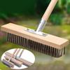 Large Durable Steel Wire Floor Brush With Extended Handle For Easy Floor Maintenance