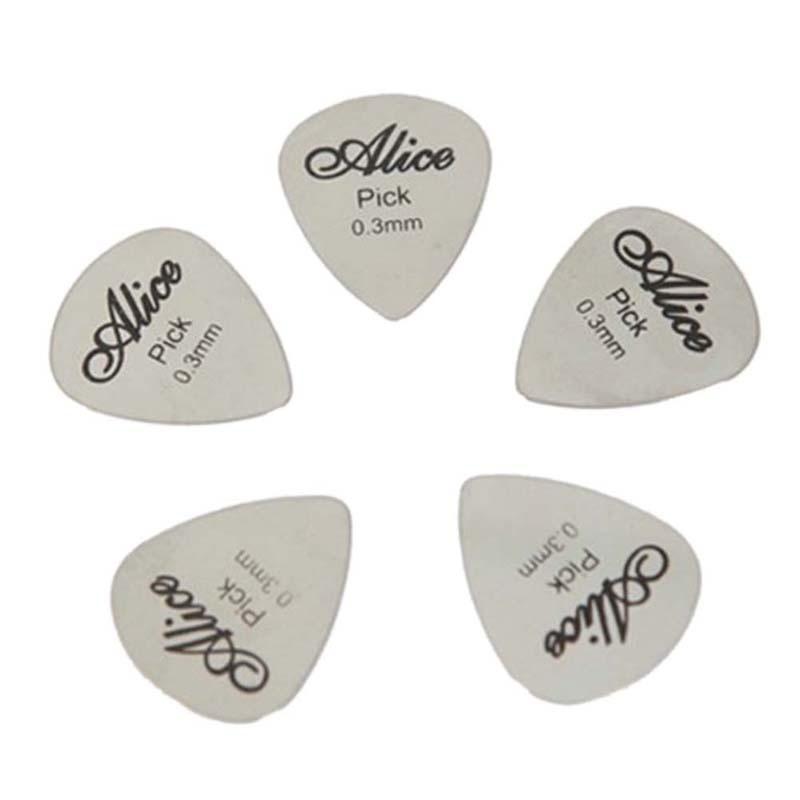 5/10Pcs Metal Guitar Pick 0.3mm Thin Durable Silver Color Professional Bass Ukelele Guitar Picks Guitar Amplifier Bass Guitar
