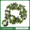 Artificial Eucalyptus Vine With Green Leaves Small Tea Roses Home Decor Wedding Party Wall Hanging