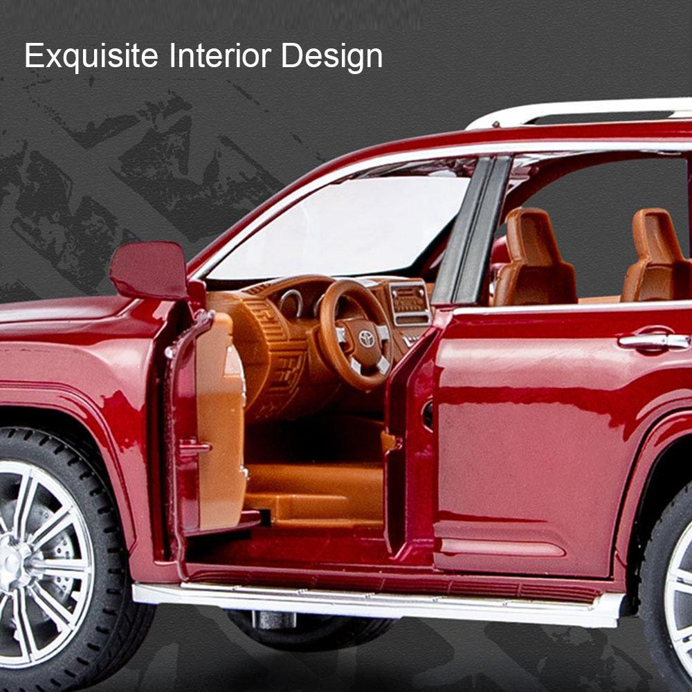 1:24 FJ Cruiser LC300 Car Model Toy Metal Diecast SUV Sound Light Rubber Tires Off-road Vehicle Models Simulation Boys Gifts