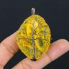 Yellow Rough Crystal Handmade Copper Wire Wrap Pendant 2.76" G9a69