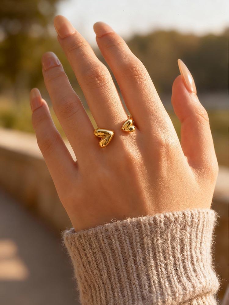 Adjustable Bowknot Ring for Women Two Butterfly Stainless Steel Bow Rings Classic Jewelry Gifts