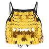 Women Sequin Tassel Bra Top Spaghetti Straps Lace Up Back Crop Camisole Belly Dance Clubwear