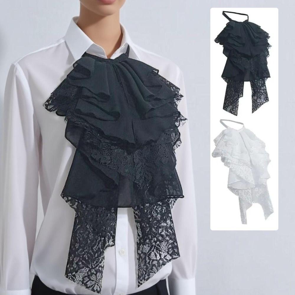 Elegant Layered Lace False Collar Adjustable Decorative Lace Neckline Fake Lace Collar  Gift
