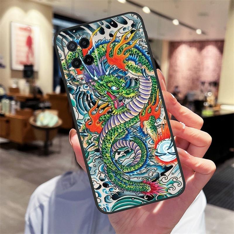 Chinese Dragon Case For Oppo A94 A74 A54 A18 A38 A58 A78 A98 A40 A60 A80 A16 A76 A96 A15 A17 A77 A57S Cover