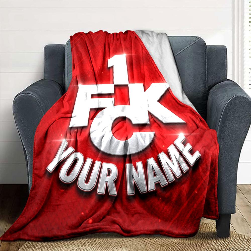 1pc 1.FC Kaiserslautern Blanket with Custom Name, Gift, for Men and Women, Soft Blanket, Good for Sofa Bed Couch Travel, Lightweight Flannel Blanket