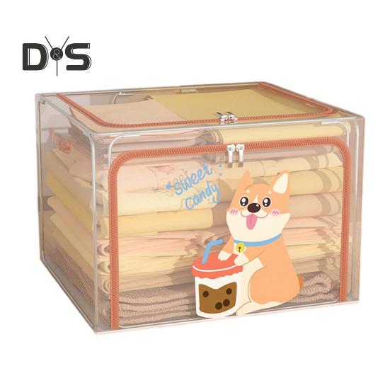 Large Storage Box with Handle Transparent Design Zipper Closure Multi-Function Home Quilt Storage Bag Blanket Clothing Organizer