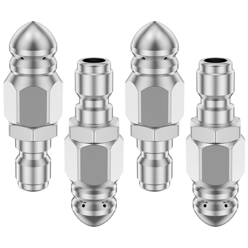 Hochdruckreiniger Kanalreinigerdüse Abwasserschlauch Reinigungsdüse 1/4 Schnellkupplung Edelstahl Sprühpistole Kanalreinigungswerkzeug