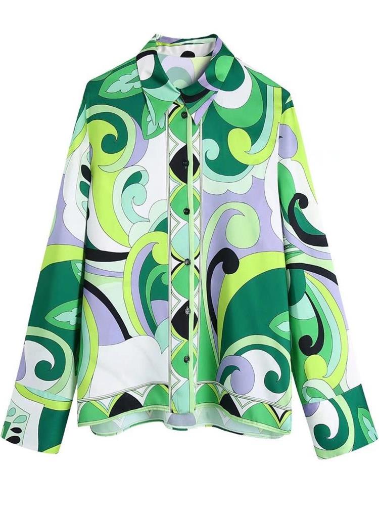 

MESTTRAF женские модные свободные рубашки с боковыми разрезами с принтом 2022, винтажные женские блузки на пуговицах с длинными рукавами, Blusas, уличная одежда