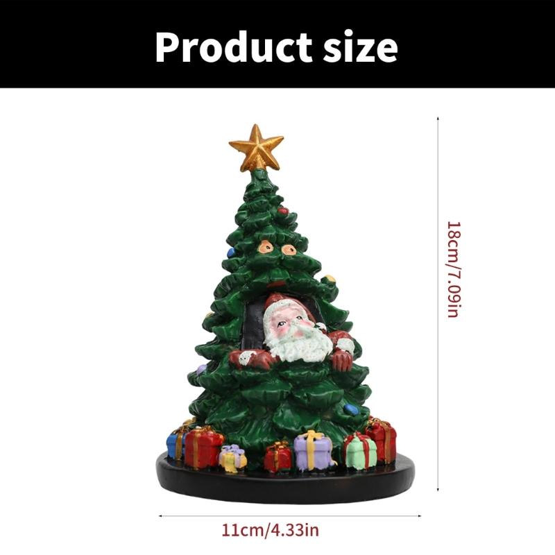 Christmas Spirits Miniature Christmas Tree Figurine ,Durable Resin Desktop Decoration for Office Home Dorms Living Space